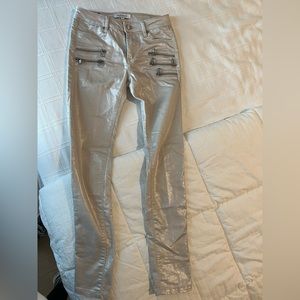 Vintage Morgan de Toi silver shimmer zipper pants size EU 34 (US size 24 equiv)